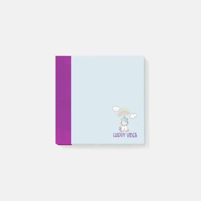 Post-it® Happy Vibes Typographie Awesome Rainbow & Unicorn (Devant)