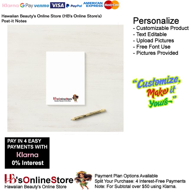 Post-it® Hawaiian Beauty's Online Store (HB's Online Store) (Hawaiian Beauty's Online Store (HB's Online Store) Post-It Notes 2.)