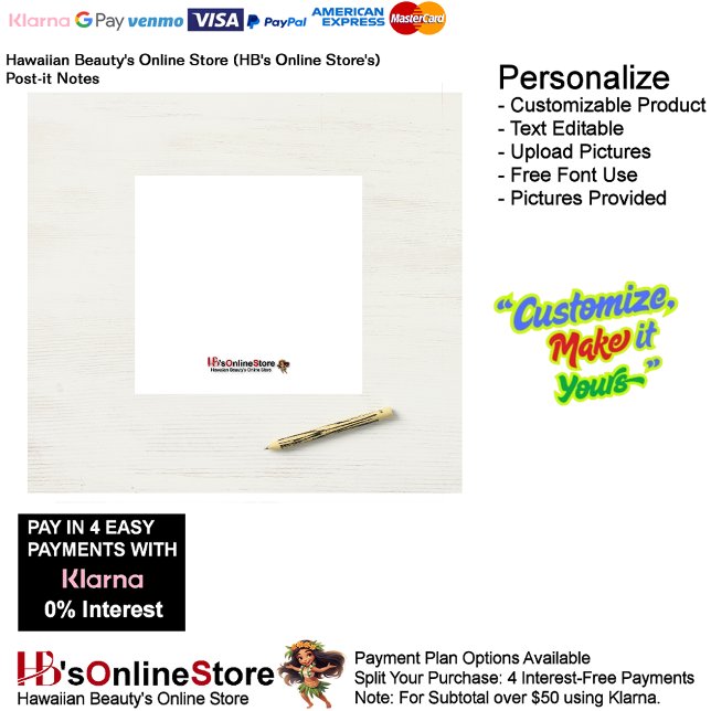 Post-it® Hawaiian Beauty's Online Store (HB's Online Store) (Hawaiian Beauty's Online Store (HB's Online Store) Post-It Notes 4.)