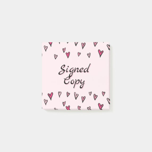 Post-it® Hearts Signed Copy Post It Notes for Authors (Devant)