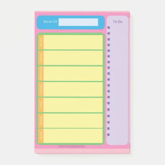 Post-it® Hebdomadaire coloré pour faire les notes collantes