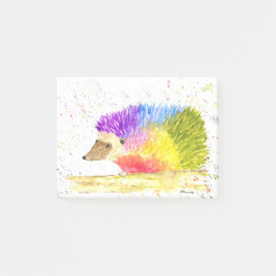 Post-it® Hérisson mignon arc-en-ciel Aquarelle