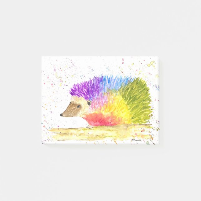 Post-it® Hérisson mignon arc-en-ciel Aquarelle (Devant)