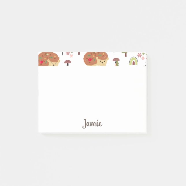Post-it® Hérisson Nature Floral Arc-en-ciel Motif (Devant)