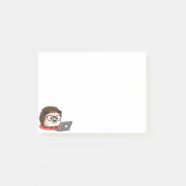 Post-it® Hérisson ringard Geeky mignon sur un post-it (Devant)
