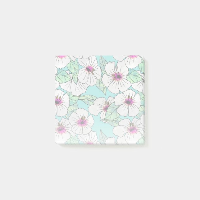 Post-it® Hibiscus tropical rose et blanc Motif floral (Devant)