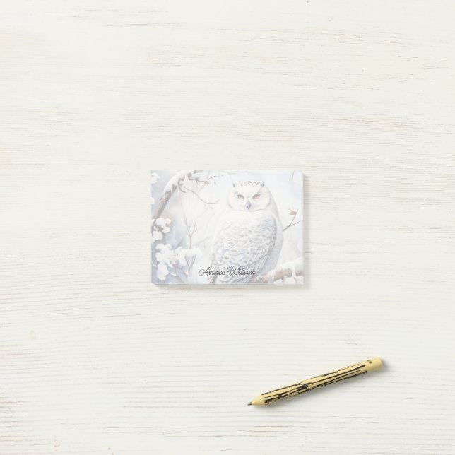 Post-it® Hibou blanc (Sur un bureau)