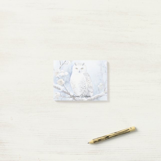 Post-it® Hibou des neiges (Sur un bureau)