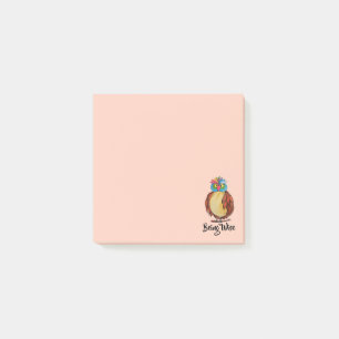 Post-it® Hibou magique d'aquarelle avec des plumes