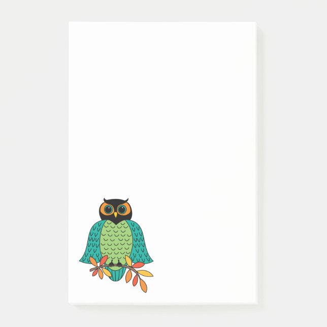 Post-it® Hibou turquoise d'automne grand (Devant)
