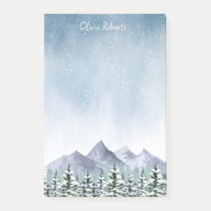 Post-it® Hiver Snowy Mountain Forest Personnalisé