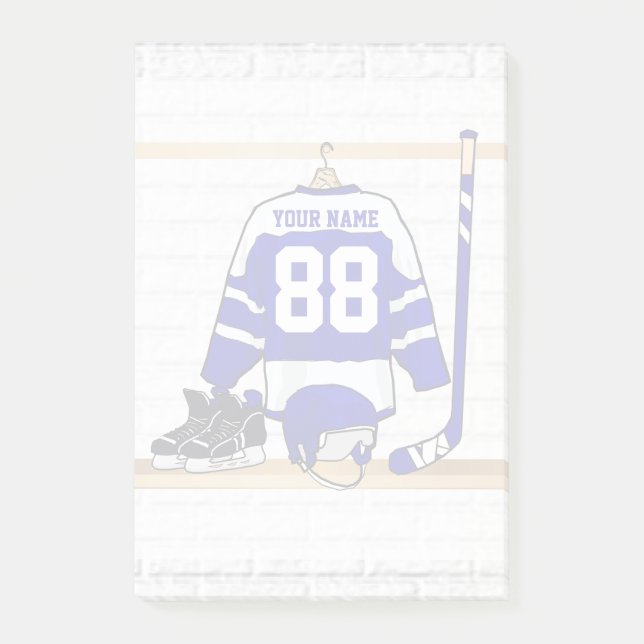 Post-it® Hockey sur glace bleu et blanc personnalisé Jersey (Devant)
