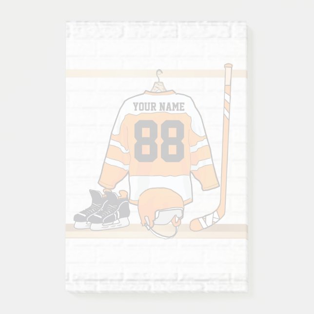 Post-it® Hockey sur glace orange et blanc personnalisé (Devant)
