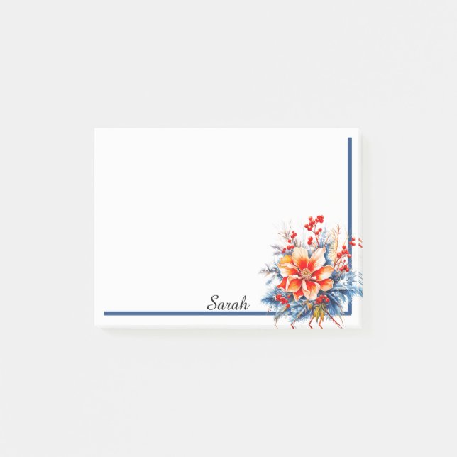 Post-it® Holiday Floral Ajouter les destinataires Nom Offic (Devant)