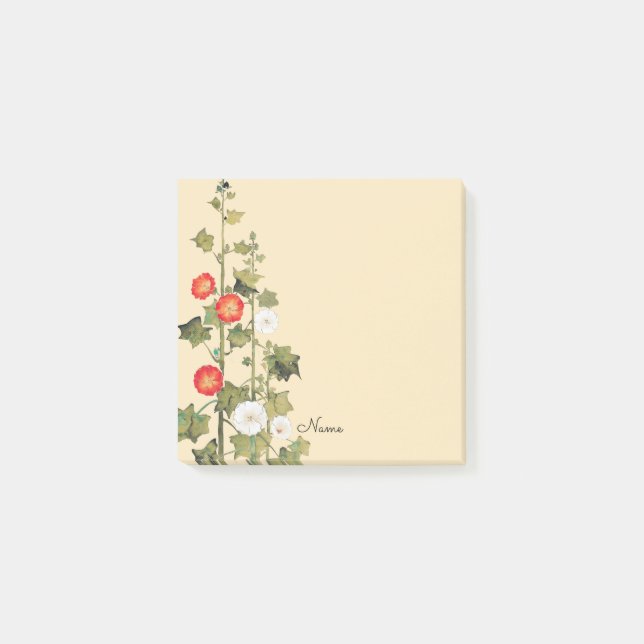 Post-it® Hollyhock Flowers Art Post It Personal Note Pad (Devant)