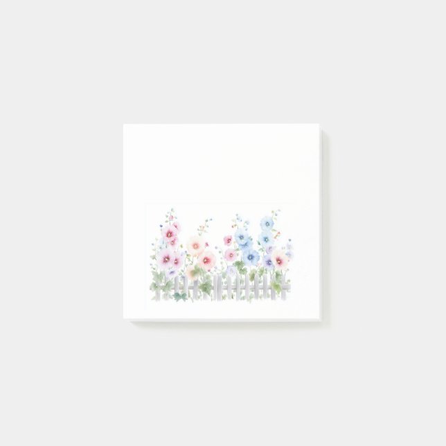 Post-it® Hollyhocks & Clôture en Bois Rustique  (Devant)