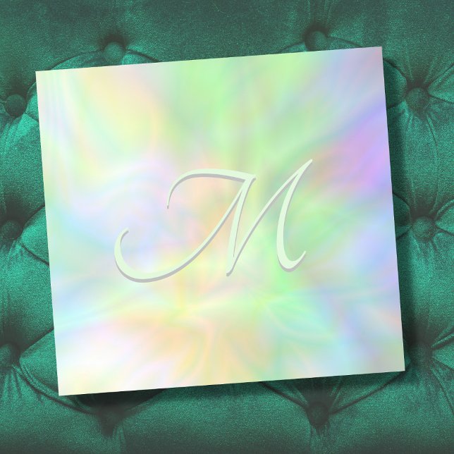 Post-it® Holographique pastel dégradé opale monogramme init (Créateur téléchargé)