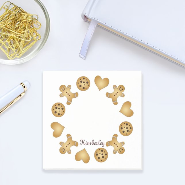 Post-it® Homme en pain d'épice de cookie mignon avec nom pe (Créateur téléchargé)