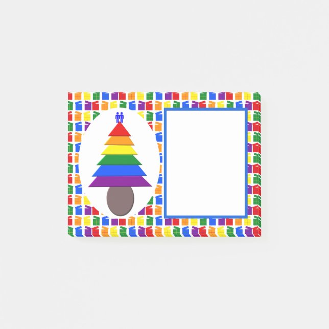Post-it® Hommes gais Arbre de Noël arc-en-ciel et présente (Devant)