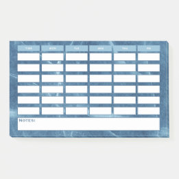 Post-it® Horaire hebdomadaire bleu moderne Horaire de l'éco