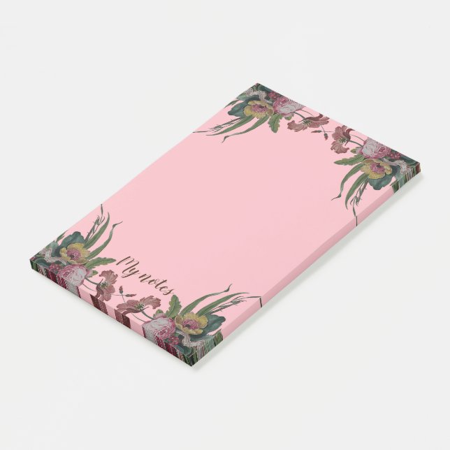 Post-it® Horloge Vintage avec Fleurs (Incliné)