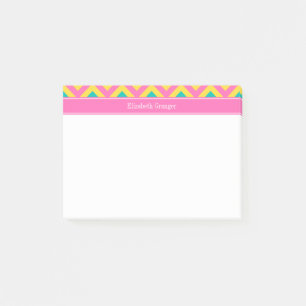 Post-it® HotPink2 Ananas Turquoise LG Chevron Nom Monogramm