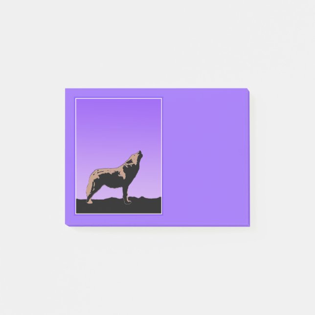 Post-it® Howling Wolf at Sunset - Art faunique original (Devant)