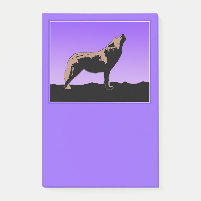 Post-it® Howling Wolf at Sunset - Art faunique original (Devant)