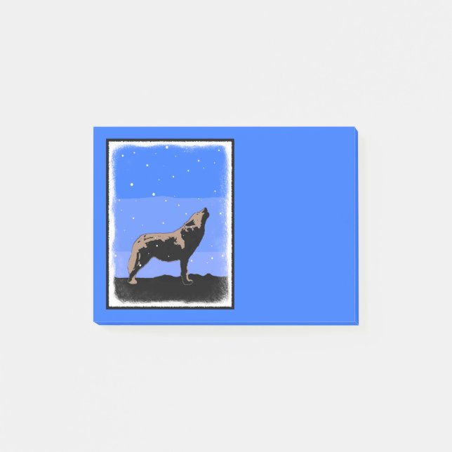 Post-it® Howling Wolf en hiver - Art faunique original (Devant)