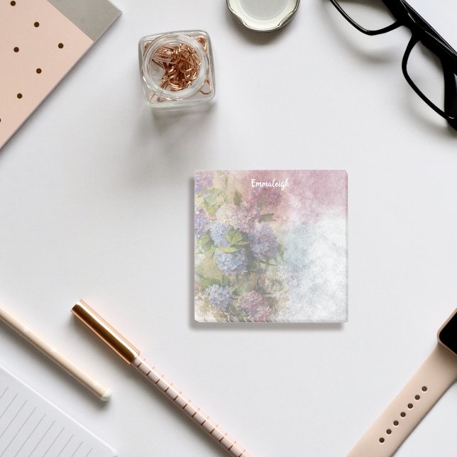 Post-it® Hydrangea Aquarelle Mélange Monogramme (Créateur téléchargé)
