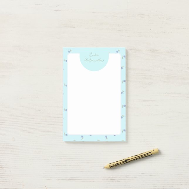 Post-it® Hydrangea Personnalisable de Style Grandmillennial (Sur un bureau)