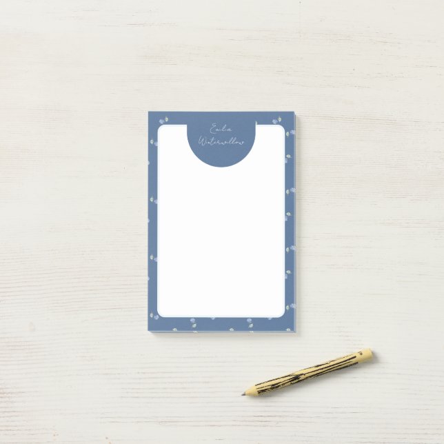 Post-it® Hydrangea Personnalisable de Style Grandmillennial (Sur un bureau)