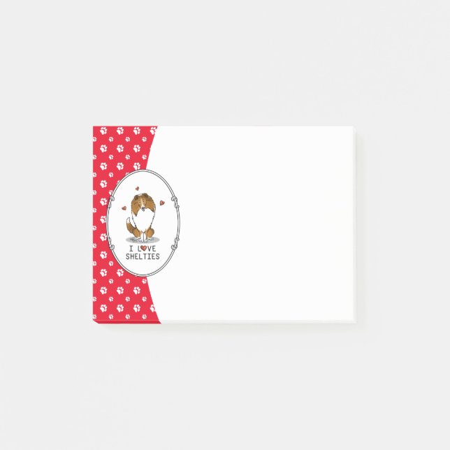 Post-it® I Love Shelts (sable 2) Shetland Sheepdogs mignonn (Devant)