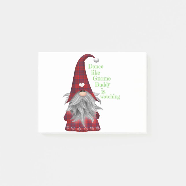 Post-it® Idées cadeaux de Noël Gnome Buddy regarde Tee (Devant)