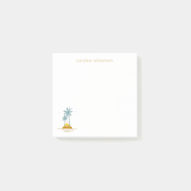 Post-it® Île tropicale Océan et Palmiers Personnalisé (Devant)