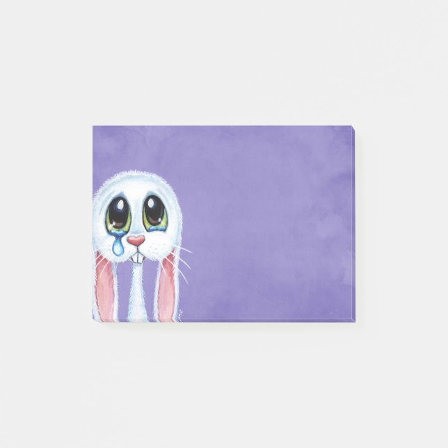 Post-it® Illustration blanche pleurante triste de lapin (Devant)
