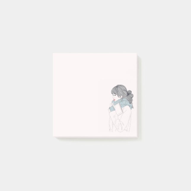 Post-it® Illustration cool de la fille avec foulard (Devant)