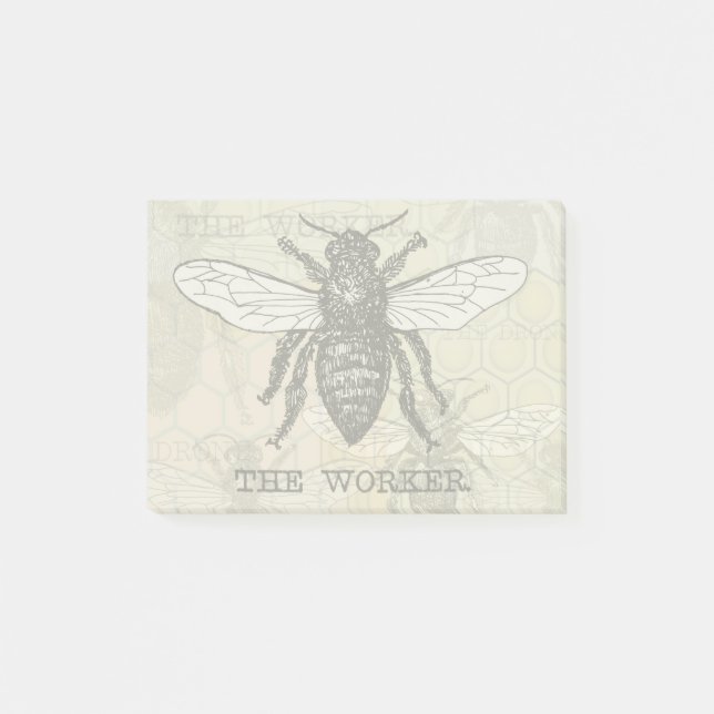 Post-it® Illustration d'abeille ouvrière vintage (Devant)