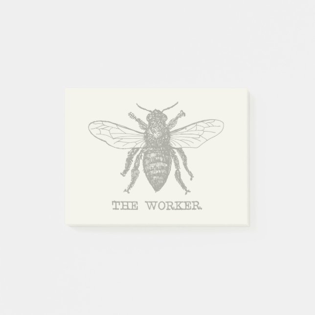 Post-it® Illustration d'abeille ouvrière vintage (Devant)