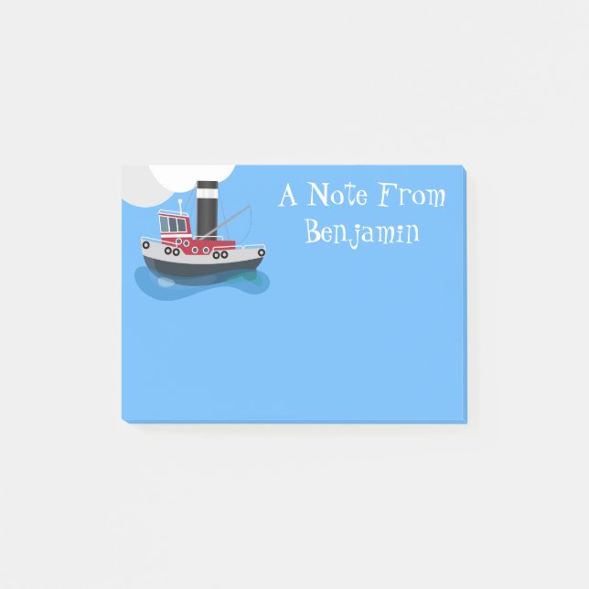 Post-it® Illustration de bateau de pêche chalutier mignon e (Devant)