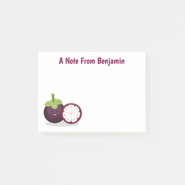 Post-it® Illustration de dessin animé de mangoustan violet  (Devant)