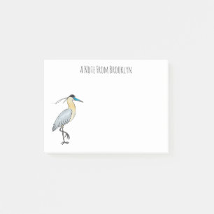 Post-it® Illustration de dessin animé d'oiseau héron encapu