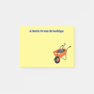 Post-it® Illustration de dessin animé d'une brouette orange