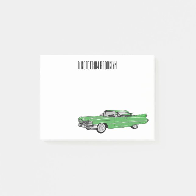 Post-it® Illustration de dessin de voiture classique 1959 (Devant)