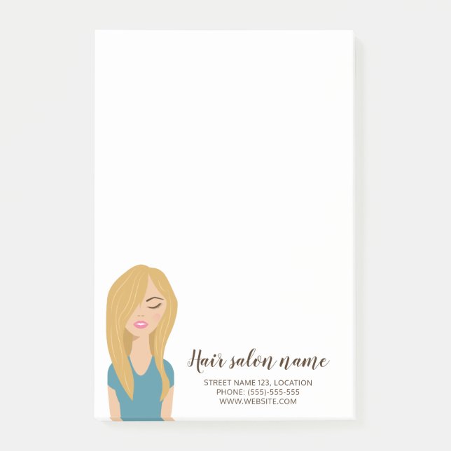 Post-it® Illustration de femme blonde aux cheveux longs Sal (Devant)