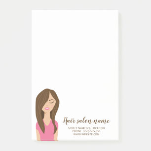 Post-it® Illustration de fille aux longs cheveux bruns mign