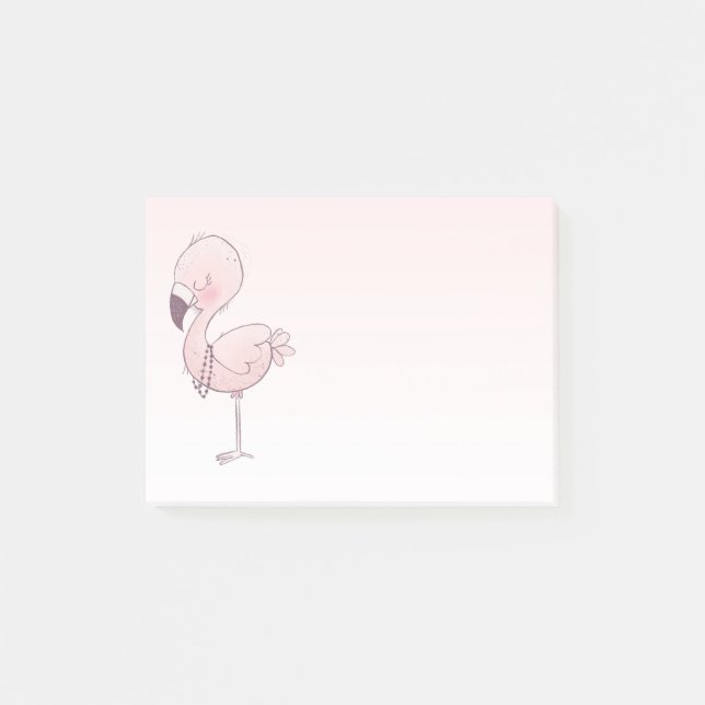 Post-it® Illustration de Flamant rose rose mou (Devant)