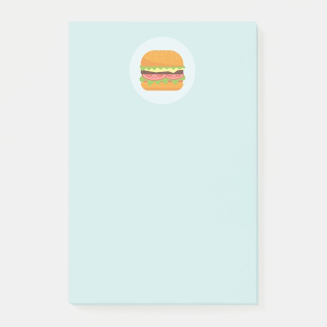 Post-it® Illustration de hamburger avec tomate et laitue (Devant)
