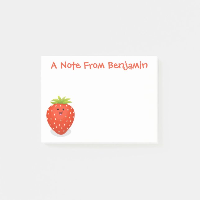 Post-it® Illustration de la fraise Cute kawaii (Devant)