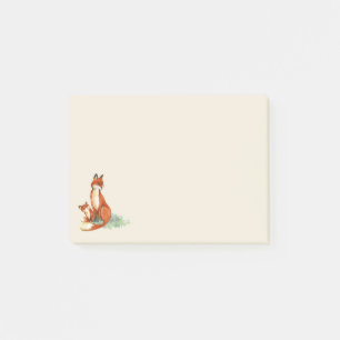 Post-it® Illustration de l'aquarelle Momma Fox et Baby